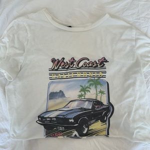 White print cropped west coast tee